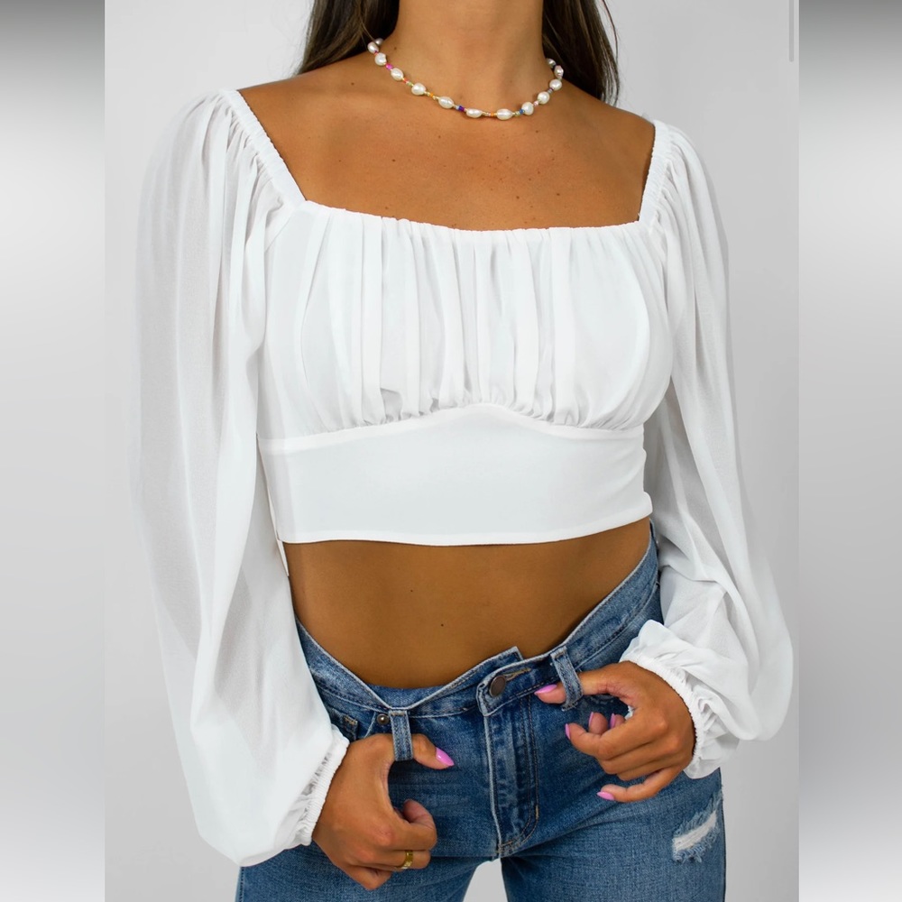 Cropped sheer blouse